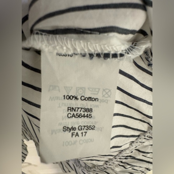 MADEWELL| Top White Blue Striped Ruffle Trim Tie Shoulder Short Sleeve| size S - Picture 4 of 7